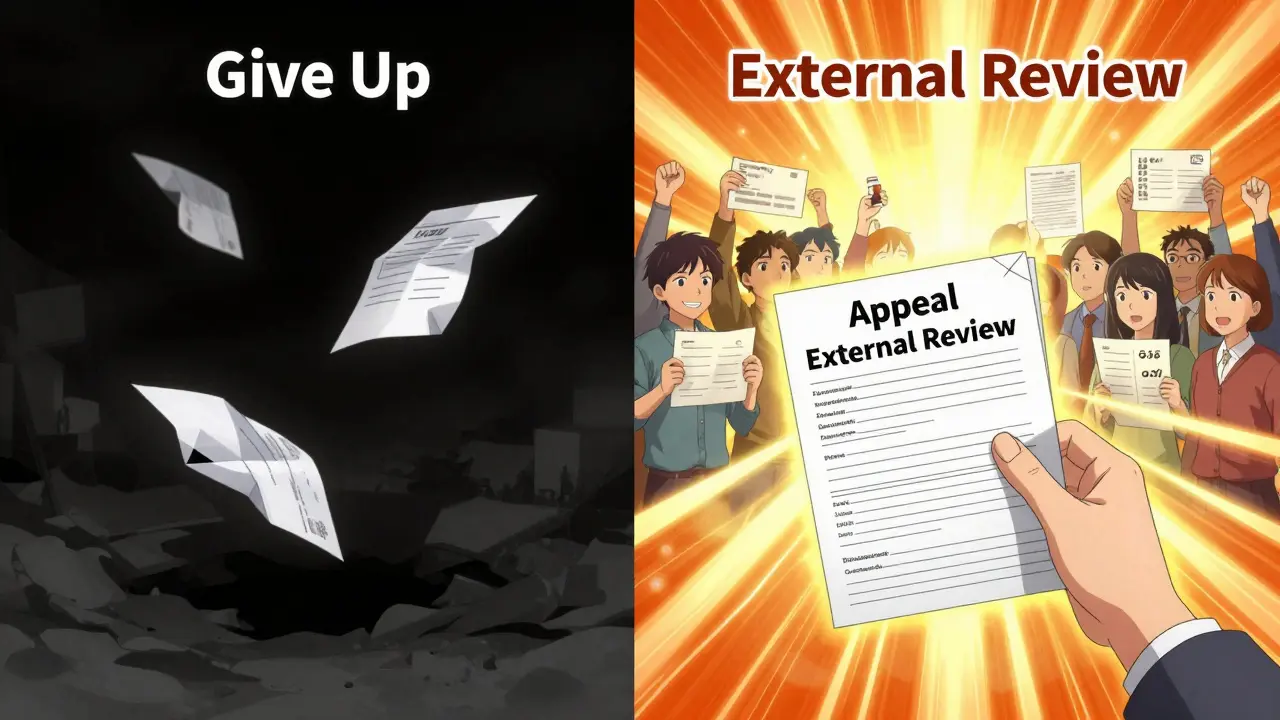 A split scene showing failure on one side and a powerful appeal victory with evidence and sunlight on the other.