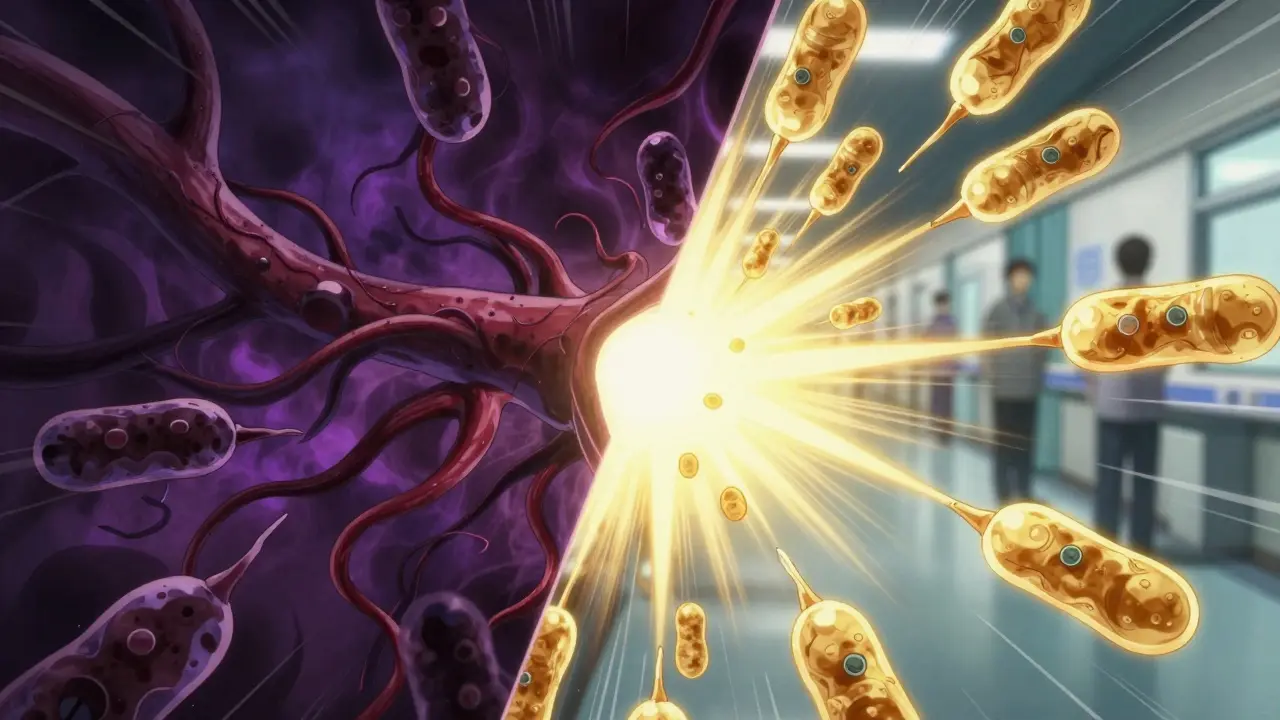 Dark antibodies attacking nerve sheaths contrasted with golden IVIG antibodies neutralizing the attack.