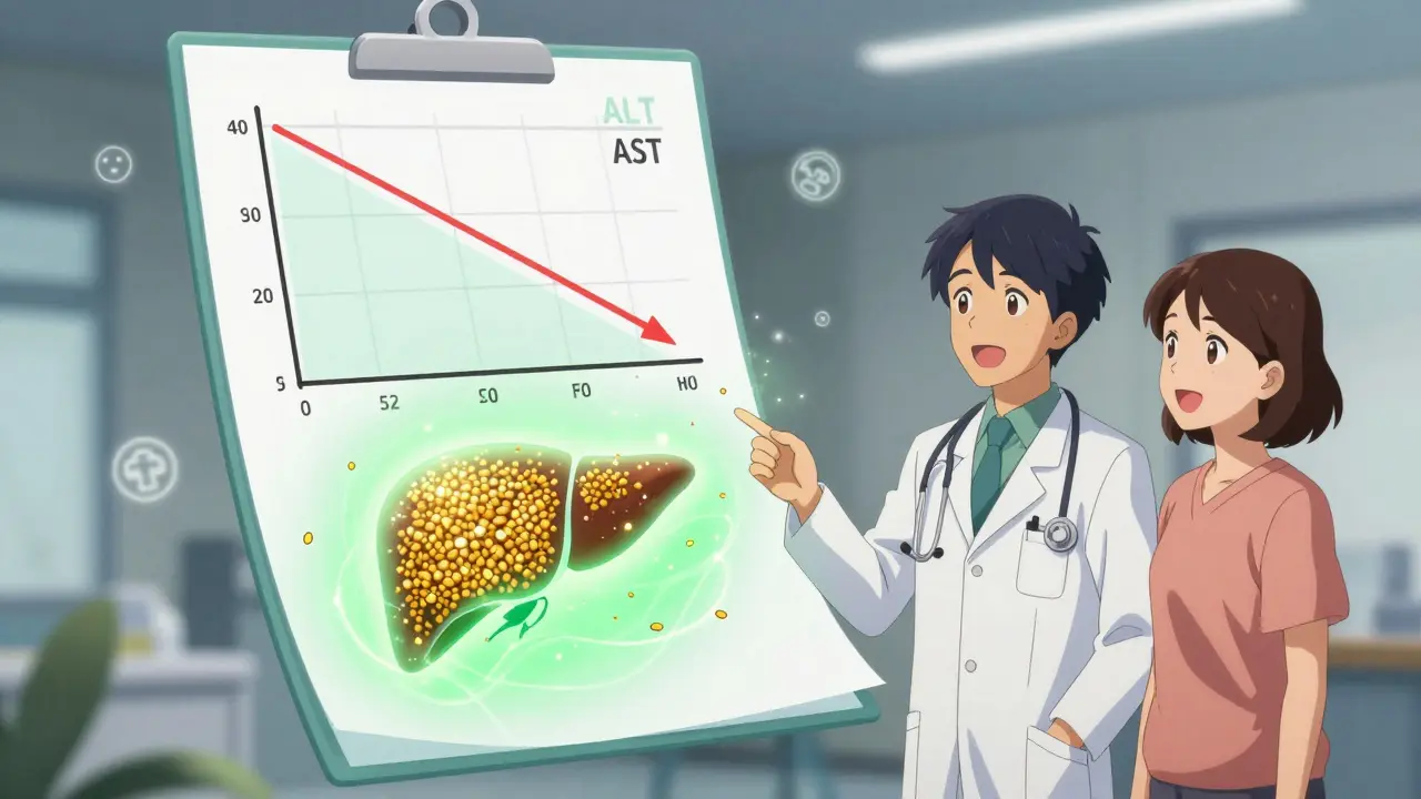 Healing liver with dropping enzyme graphs and protective gluten-free grains in anime style.