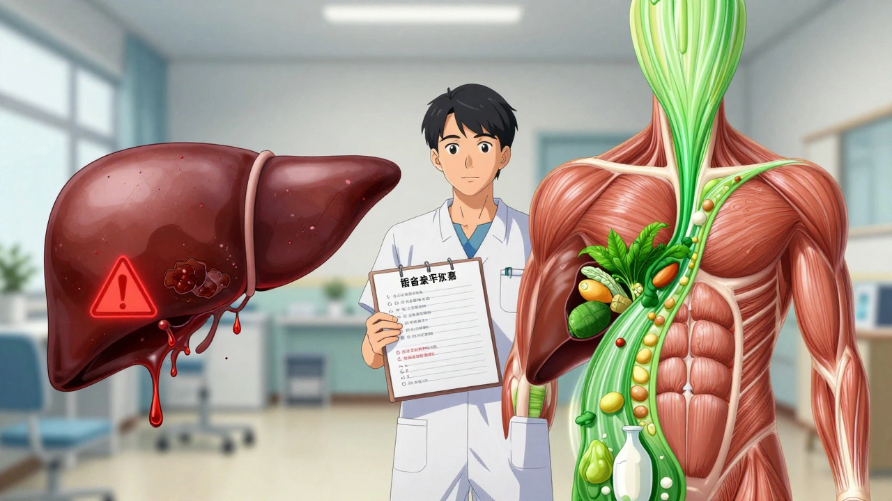 Split-panel image showing muscle loss versus muscle recovery through proper nutrition.