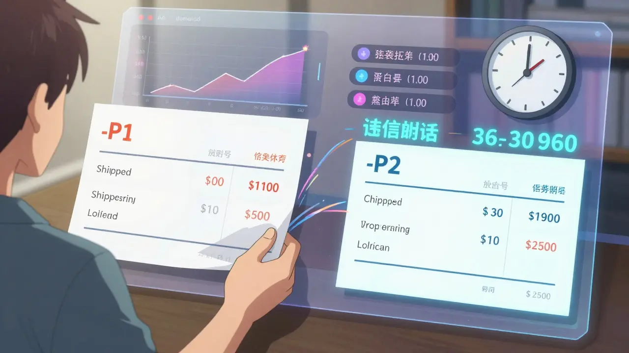 Patient receiving two linked invoices for shipped and back-ordered items with estimated arrival date.